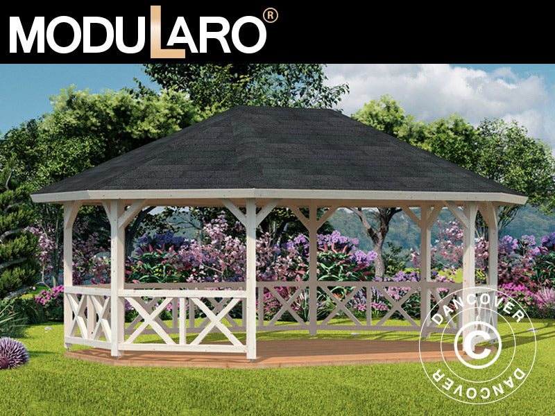 Wooden Gazebo w/Wooden floor, 4.67x6.17x3.62 m, 25 m², Floor Natural