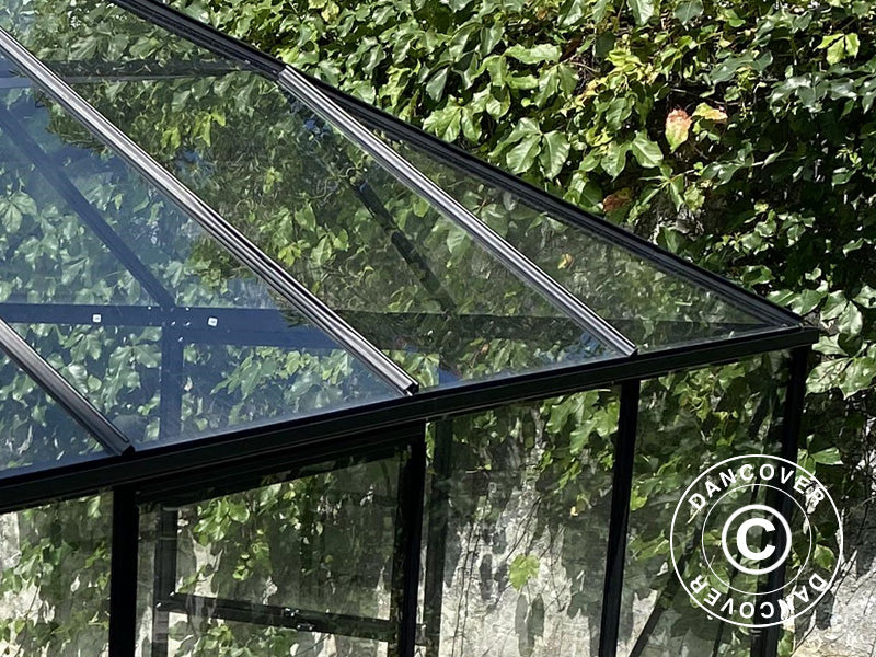 Orangery, gazebo glass 8.06 m², 2.82x2.86x2.8 m w/base, Black