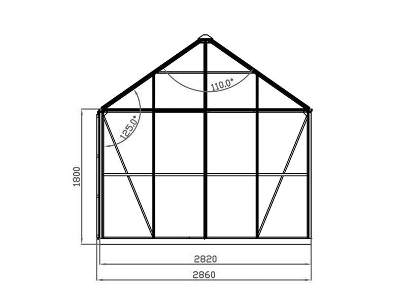 Orangery, gazebo glass 12 m², 4.2x2.86x2.84 m w/base, Black