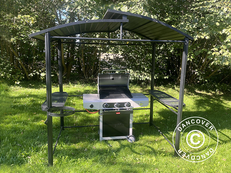 Barbecue pavilion Luna, 2.4x1.5x2.3 m, Black