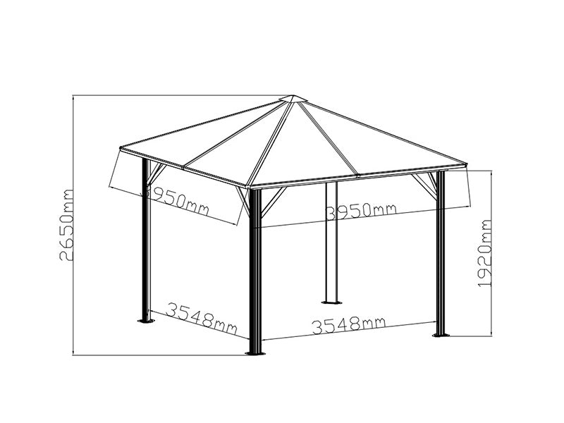 Gazebo Santa Barbara w/curtains and mosquito net, 4x4 m, Black