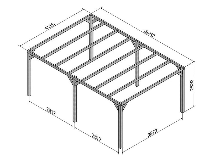 Wooden pergola Fuengirola, 4x6x2.5 m, Brown