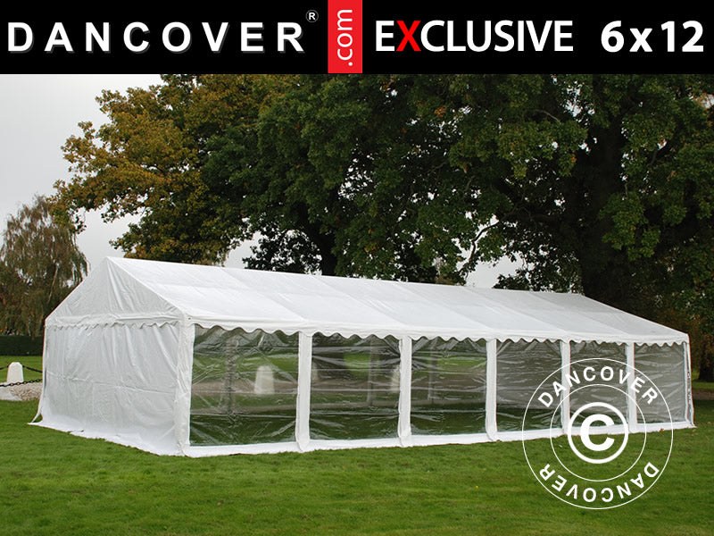 Marquee Exclusive 6x12 m PVC 900, White, Panorama