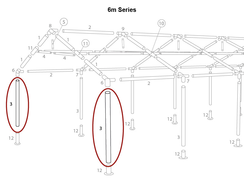 Standing leg, Ø38 mm, 1880 mm