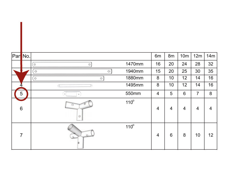 Collar beam vertical, Ø25 mm, 530 mm