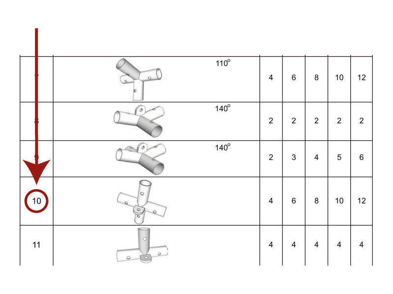 4-ways flat connector w/bracket, Ø42 mm, 250x250 mm