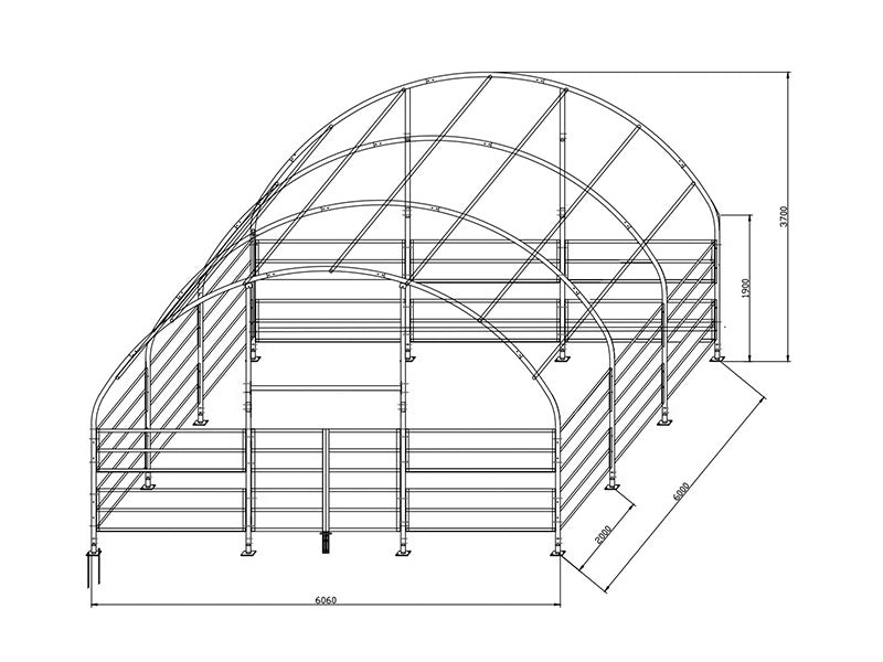 Livestock shelter 6x6x3.7 m, PVC, Green