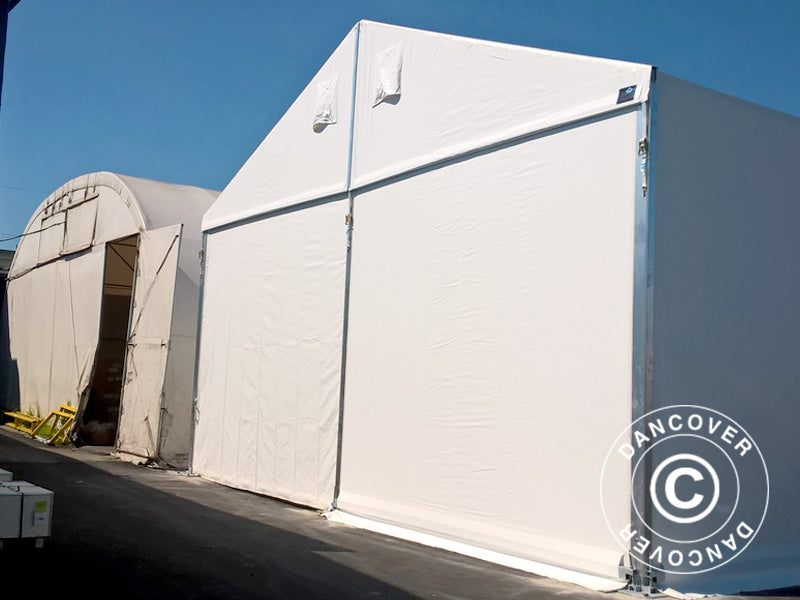 Industrial Storage Shelter Alu 10x10x4.52 m w/sliding gate, PVC, White