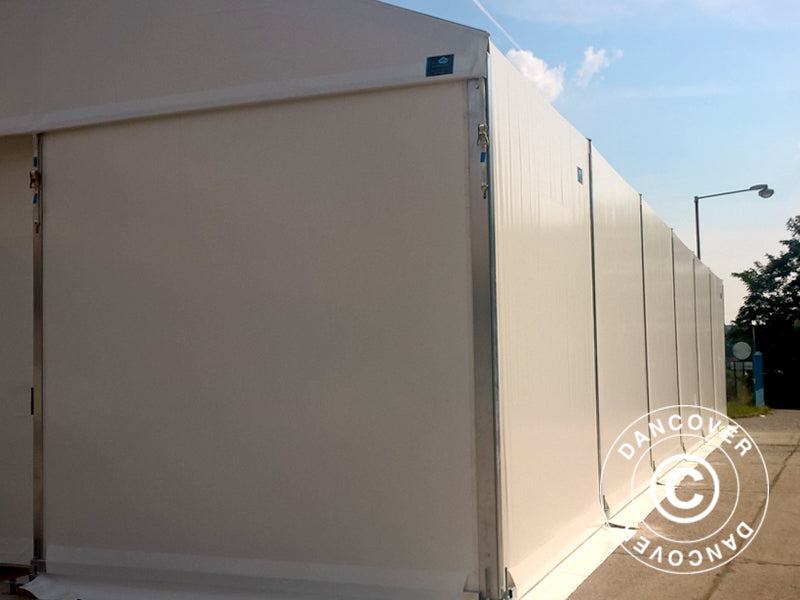 Industrial Storage Shelter Alu 15x30x6.53 m w/sliding gate, PVC, White