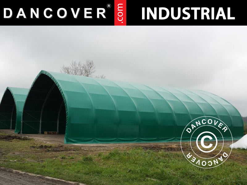 Storage shelter, arched tent 10x15x5.54 m w/sliding gate, PVC, Green