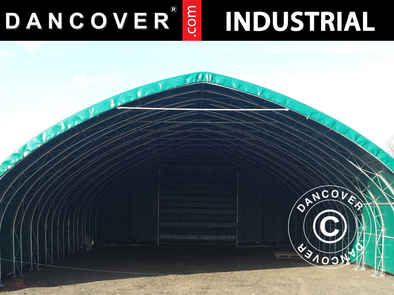 Storage shelter, arched tent 10x15x5.54 m w/sliding gate, PVC, Green