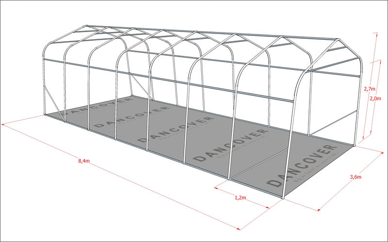 Portable Garage PRO 3.6x8.4x2.68 m PVC, Grey