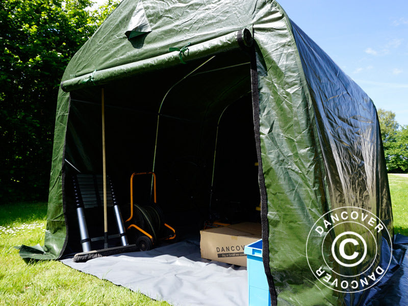 Storage tent PRO 2.4x2.4x2 m PE, with ground cover, Green/Grey