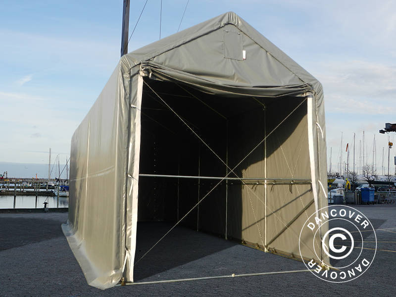 Storage shelter PRO XL 4x10x3.5x4.59 m, PVC, Grey