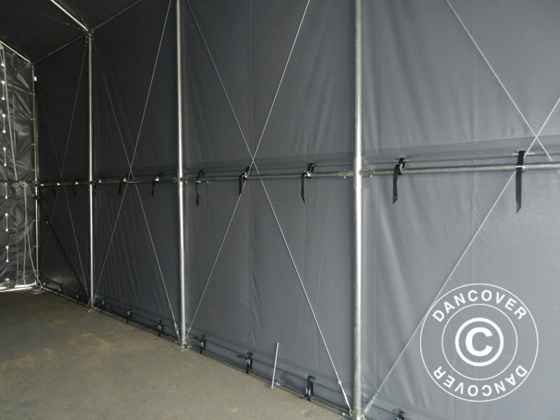 Storage shelter PRO XL 4x10x3.5x4.59 m, PVC, Grey