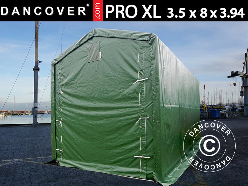 Storage shelter PRO XL 3.5x8x3.3x3.94 m, PVC, Green
