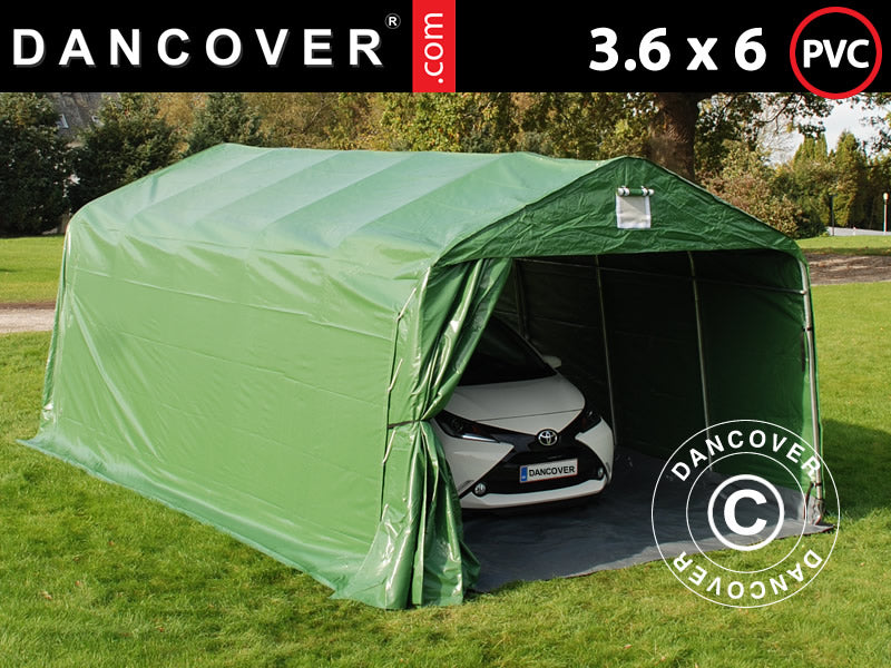 Portable garage PRO 3.6x6x2.7 m PVC with ground cover, Green