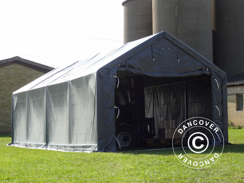 Storage shelter PRO 4x8x2x3.1 m, PVC, Grey