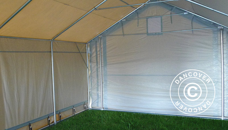 Storage shelter PRO 4x8x2.5x3.6 m, PVC, Grey