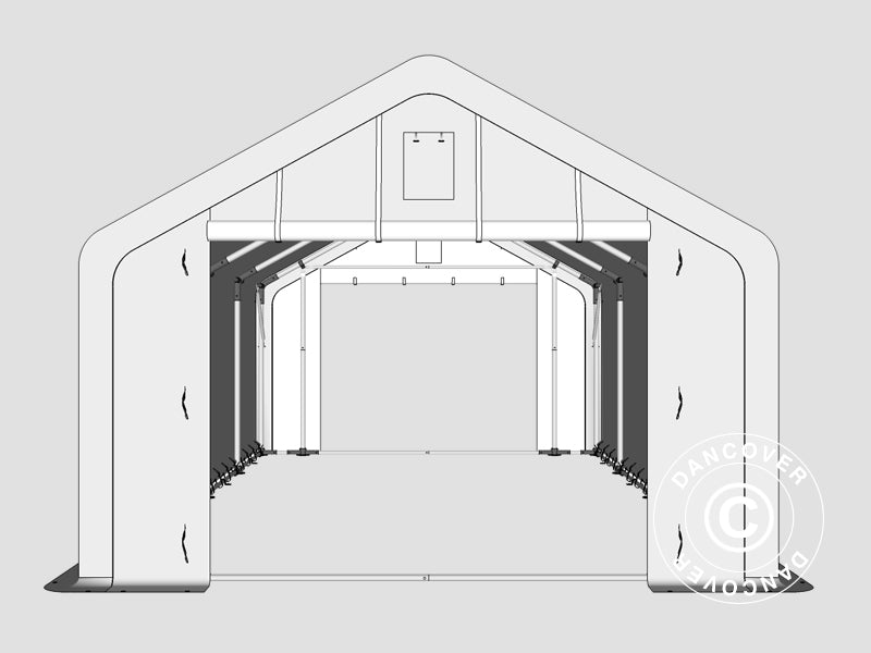 Storage shelter PRO 4x8x2.5x3.6 m, PVC, Grey