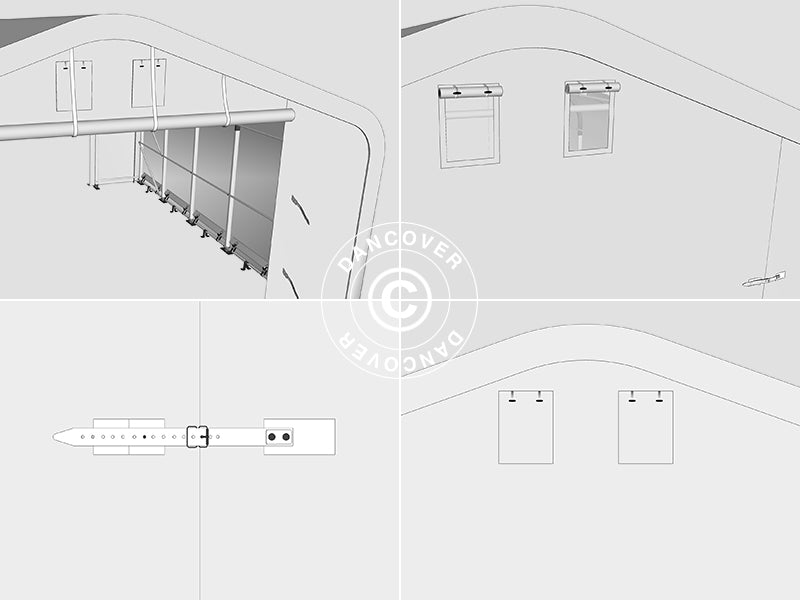Storage shelter PRO 6x18x3.7 m PVC w/skylight, Green