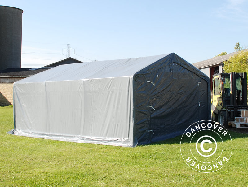 Storage shelter PRO 5x6x2x3.39 m, PVC, Grey