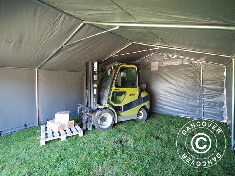 Storage shelter PRO 5x8x2x3.39 m, PVC, Grey