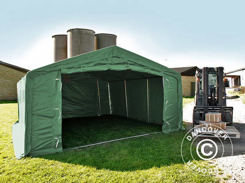 Storage shelter PRO 5x8x2x3.39 m, PVC, Green