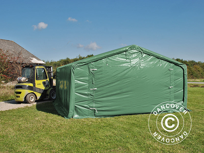 Storage shelter PRO 5x8x2x3.39 m, PVC, Green