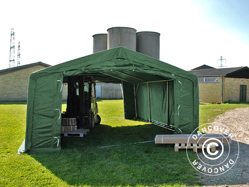 Storage shelter PRO 5x8x2x3.39 m, PVC, Green