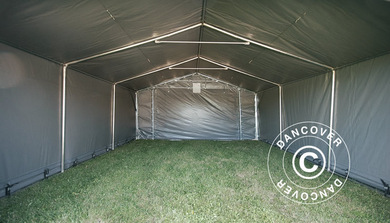 Storage shelter PRO 5x8x2.5x3.89 m, PVC, Grey