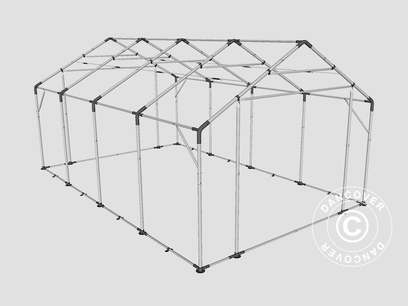 Storage shelter PRO 5x8x2.5x3.89 m, PVC, Grey