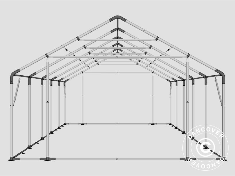 Storage shelter PRO 5x10x2x3.39 m, PVC, Grey