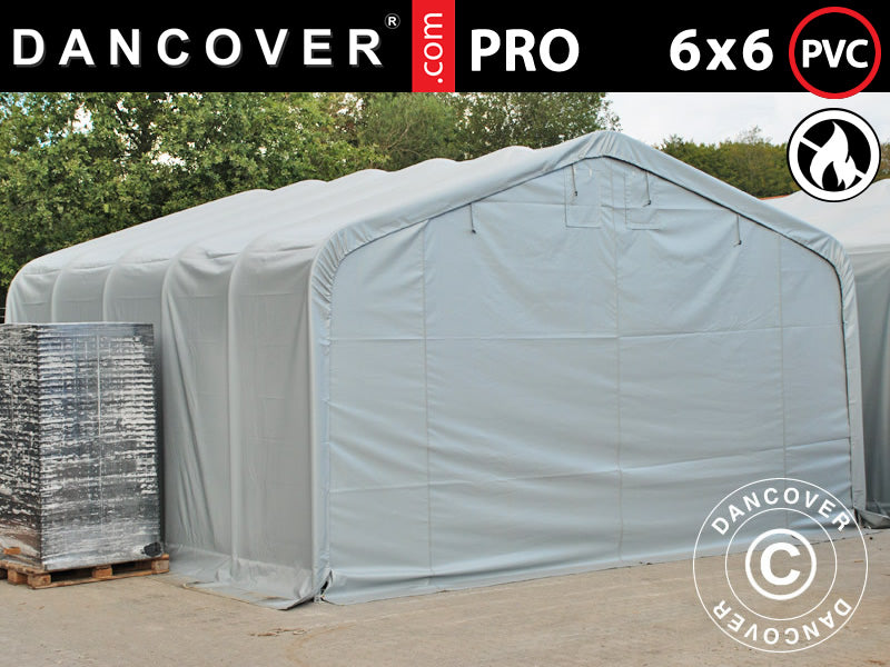 Storage shelter PRO 6x6x3.7 m PVC, Grey