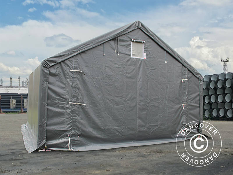 Storage shelter PRO 5x4x2x3.39 m, PVC, Grey