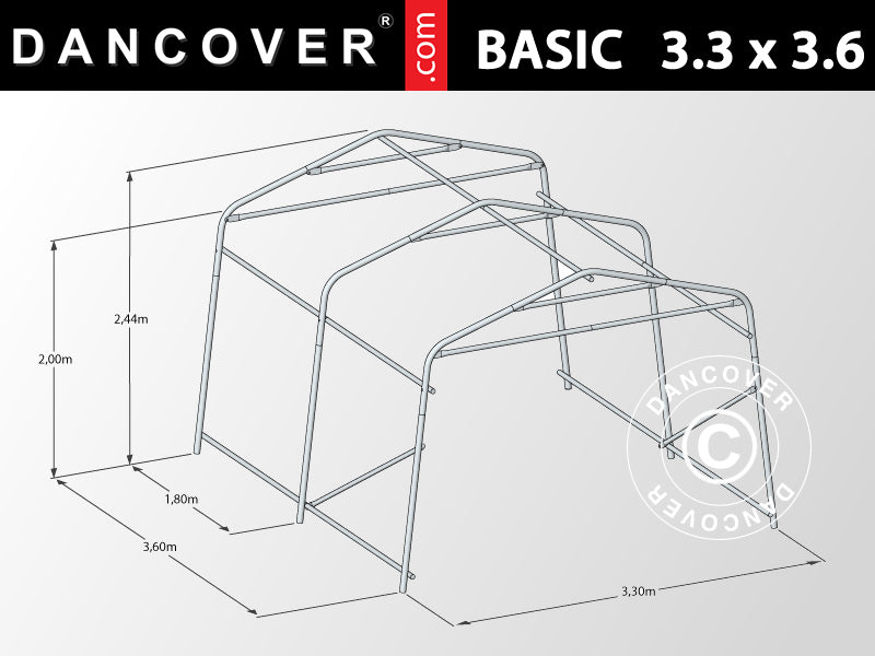 Portable Garage Basic 3.3x3.6x2.4 m PE, Grey