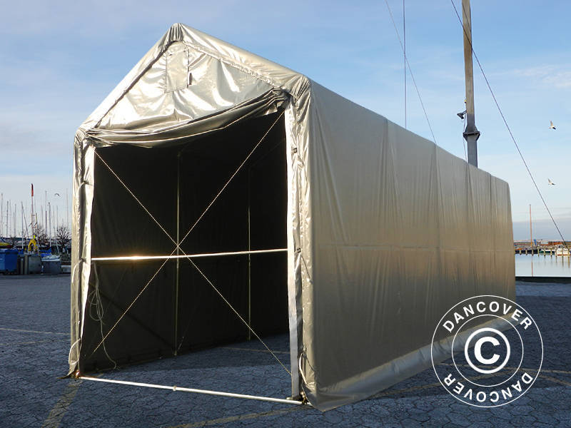 Storage shelter PRO XL 4x10x3.5x4.59 m, PE, Grey