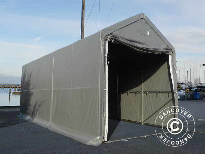 Storage shelter PRO XL 4x10x3.5x4.59 m, PE, Grey