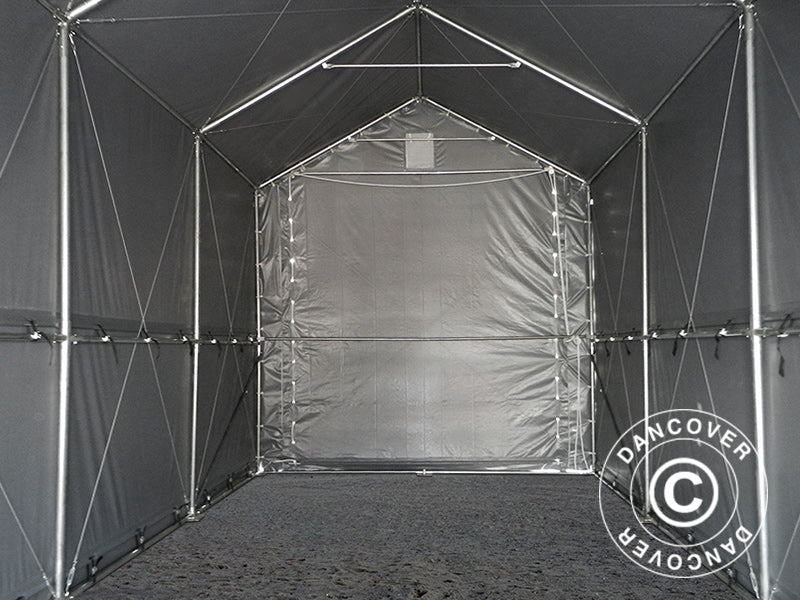 Storage shelter PRO XL 4x10x3.5x4.59 m, PE, Grey