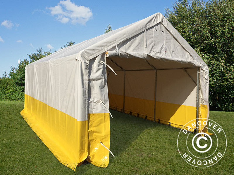 Storage work tent PRO 4x6 m, PVC, White/Yellow, Flame retardant