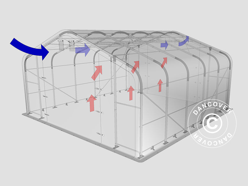 Storage shelter PRO 7x7x3.8 m, PE, Grey