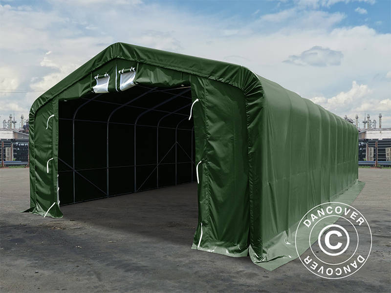 Storage shelter PRO 7x7x3.8 m PVC w/skylight, Green