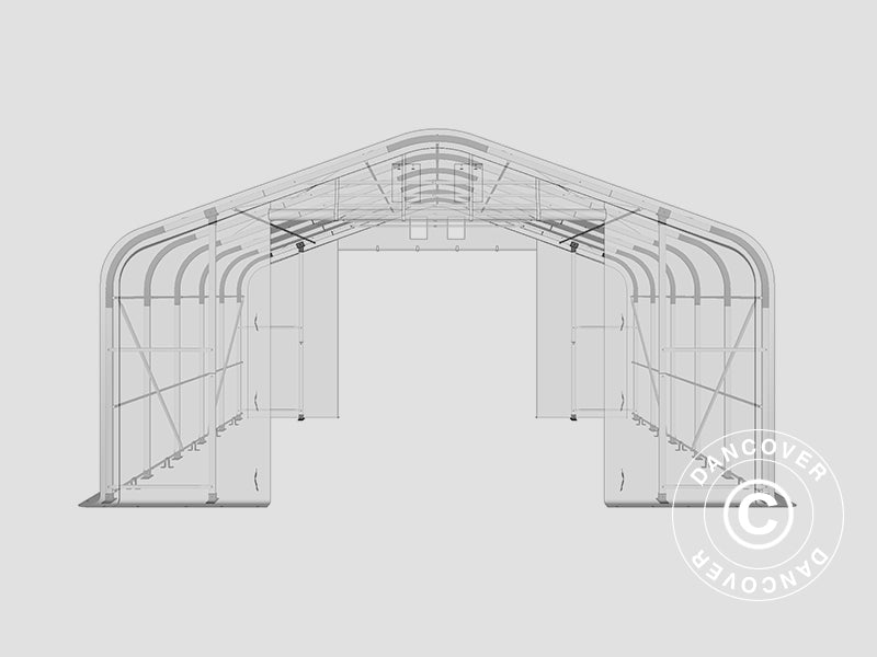 Storage shelter PRO 7x7x3.8 m PVC w/skylight, Green
