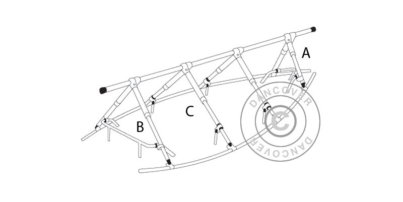 Outlying deck frame for boat cover, NOA, 11m/4