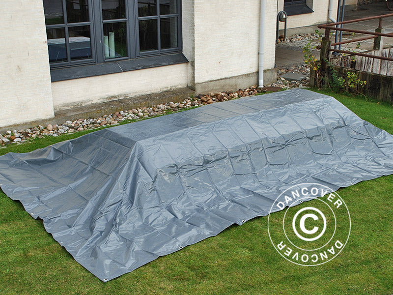 Tarpaulin 5x7 m, PVC 600 g/m², Grey, Flame retardant
