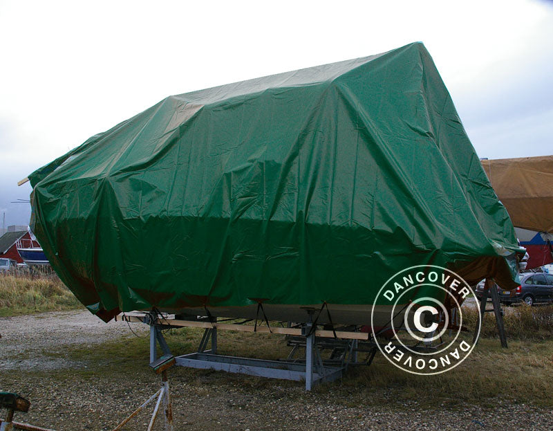 Tarpaulin 6x10 m, PVC 600 g/m², Green, Flame retardant
