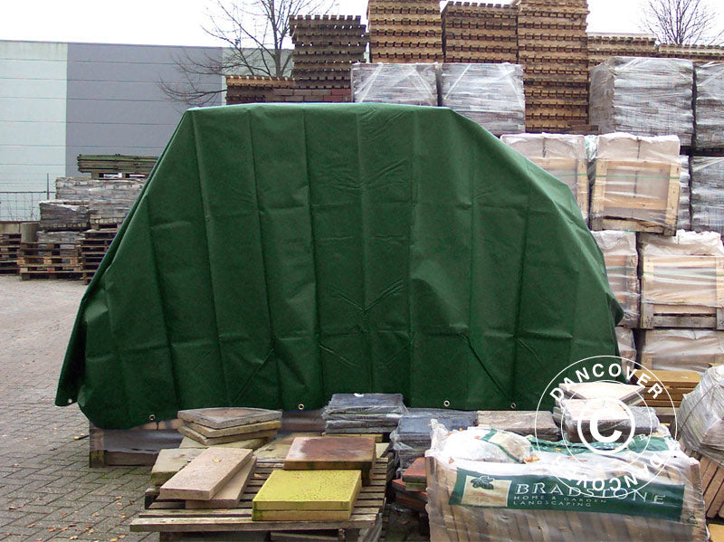 Tarpaulin 6x12 m, PVC 600 g/m², Green, Flame retardant