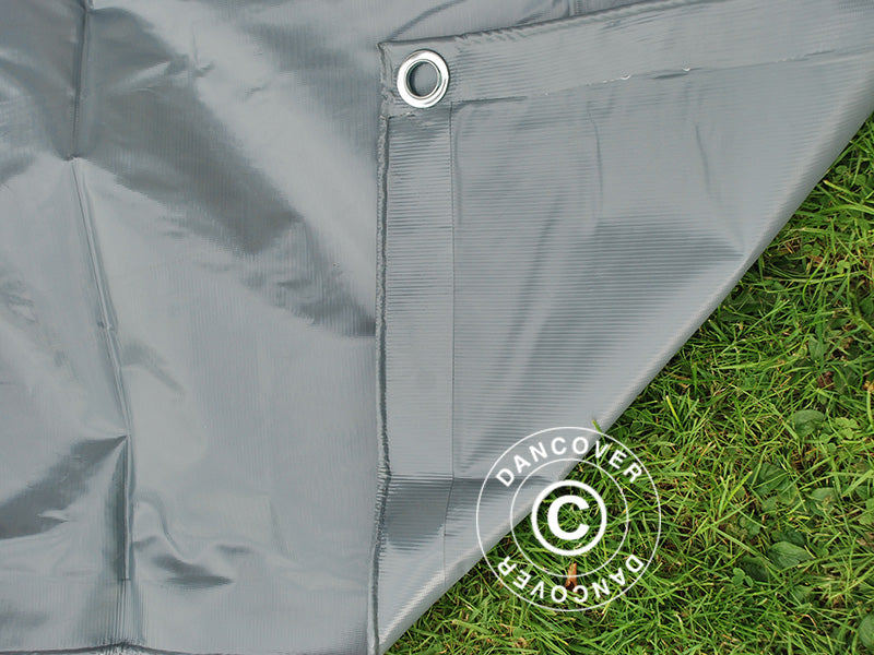 Tarpaulin 8x14 m, PVC 600 g/m², Grey, Flame retardant
