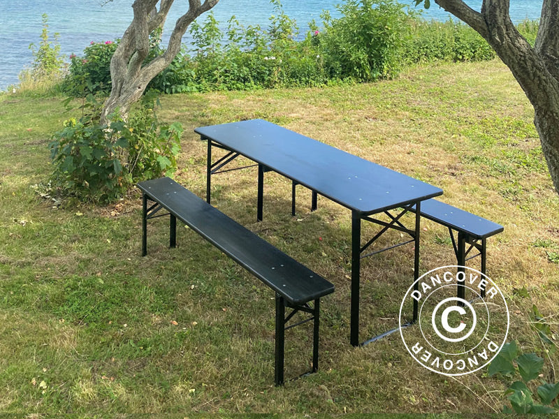 Beer Table Set PRO 180x60x78 cm, Black