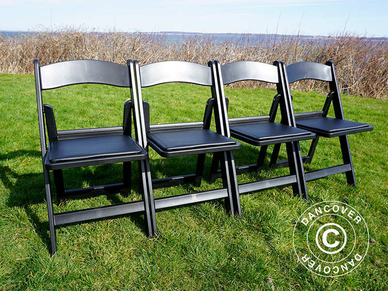 Padded Folding Chairs, Black, 44x46x77 cm, 4 pcs.